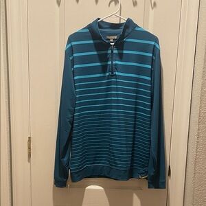 Peter Millar Teal Long Sleeve Pullover Quarter Zip Golf Shirt